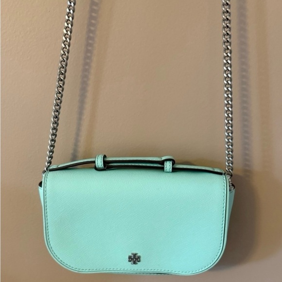 New Tory Burch Emerson top handle crossbody soft aqua new without tags - Picture 1 of 4